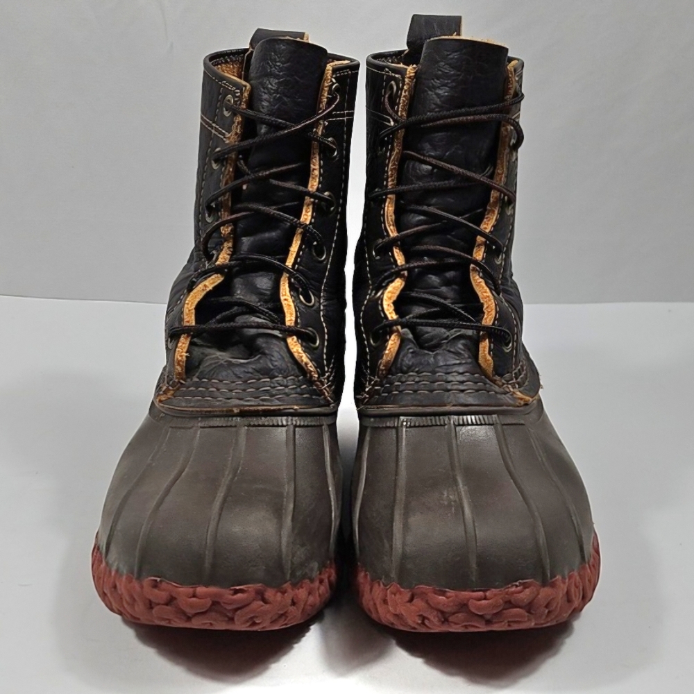 L.L. Bean Bison 8" Leather & Waterproof Rubber Lace Up Duck Boot Maine USA - Picture 3 of 16